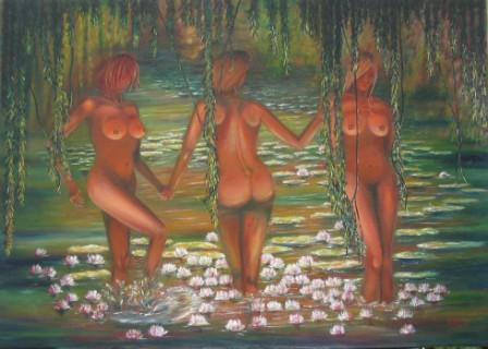 Drei Frauen am See